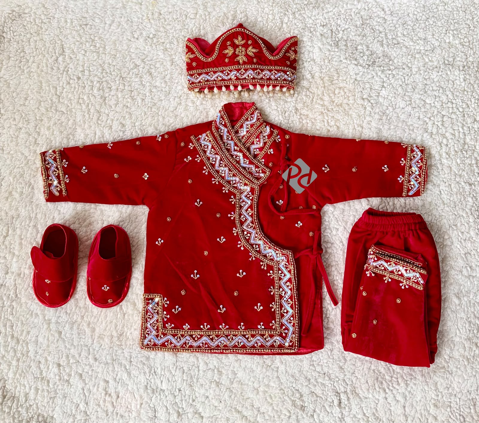 Daura Velvet Baby Boy Rice Feeding Dress