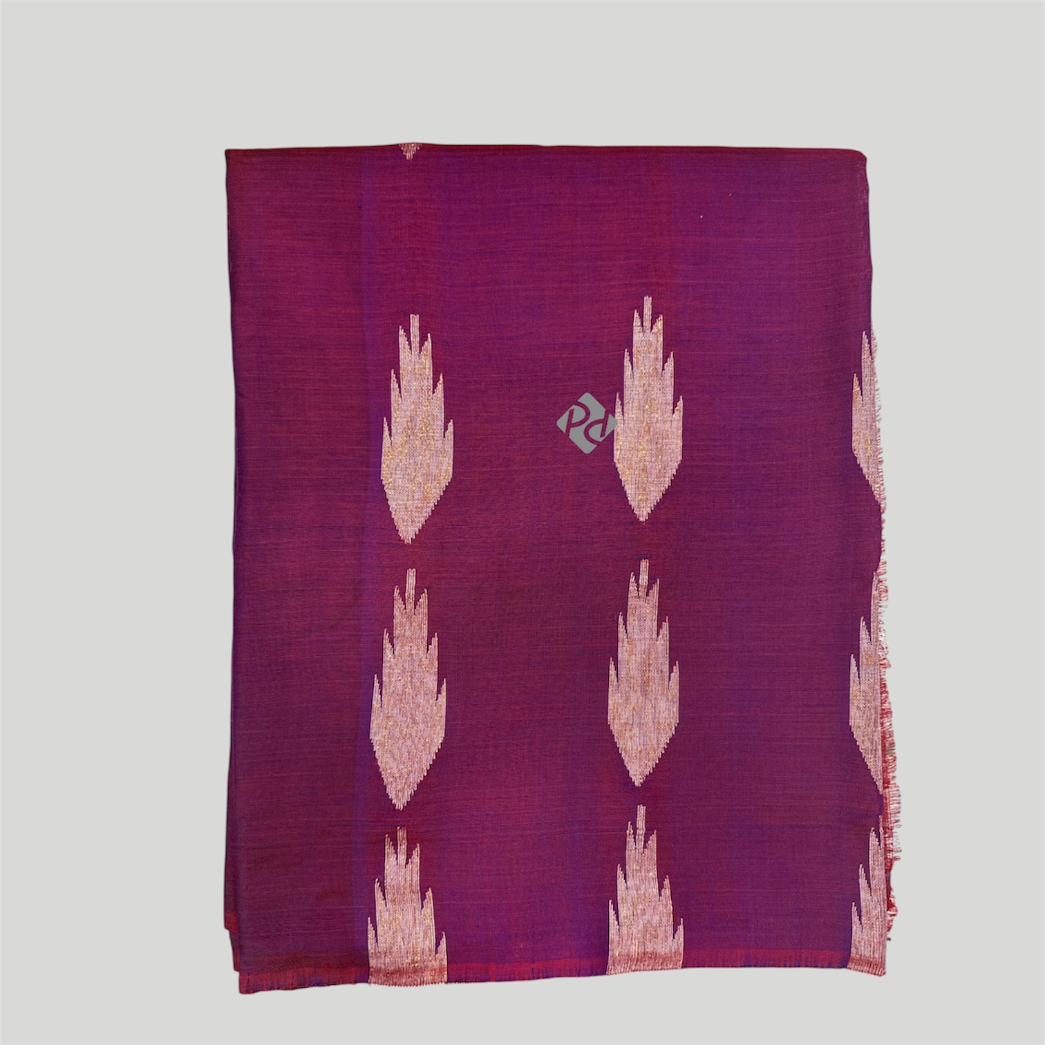 Purple Silver Leaves Silk Sareee