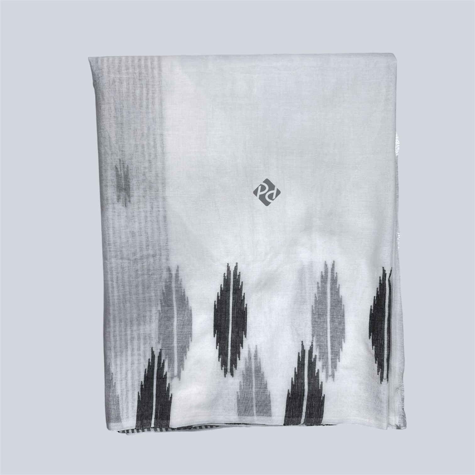 Fine Cotton White Black Saree