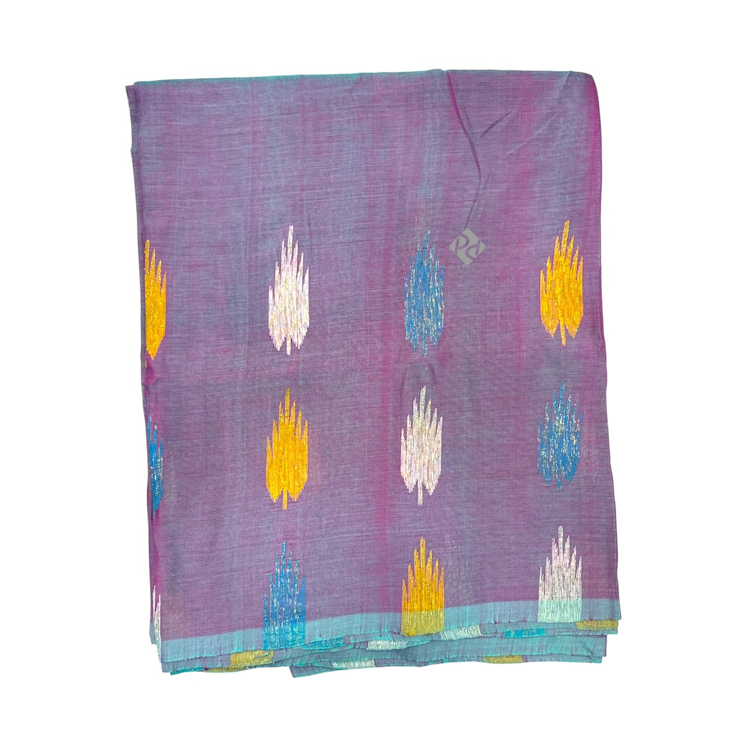 Lavender Blue Leaves Silk Sareee