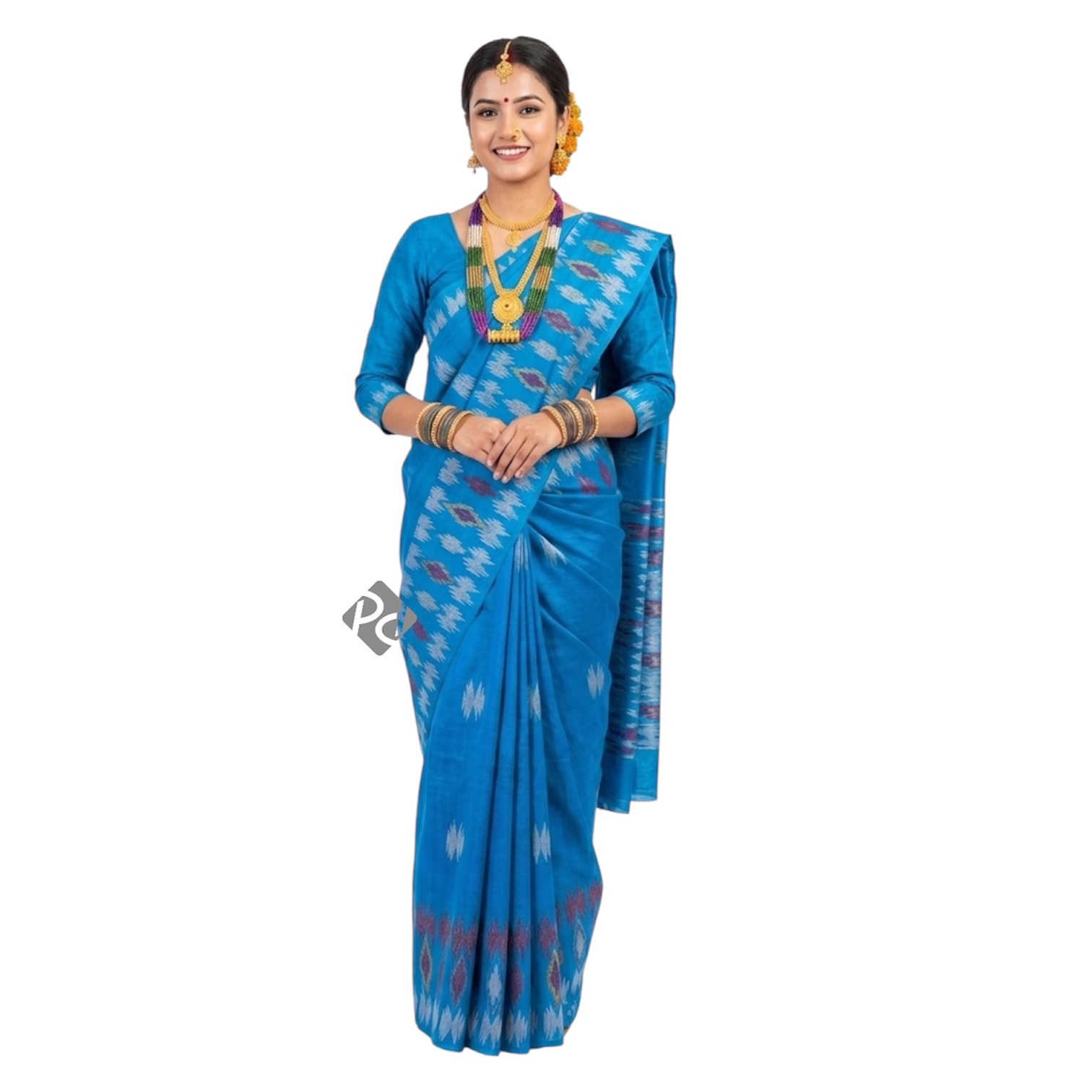 Sky Blue Butterfly Silk Saree