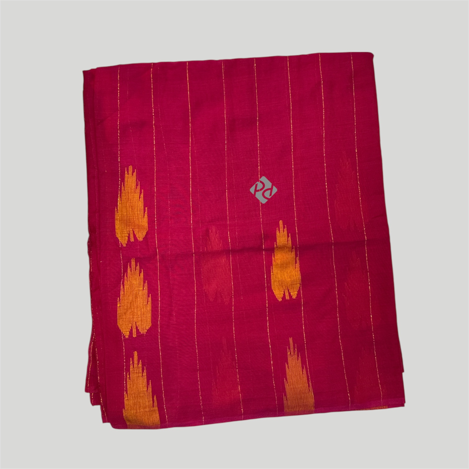 Shining Cotton Red Golden Saree